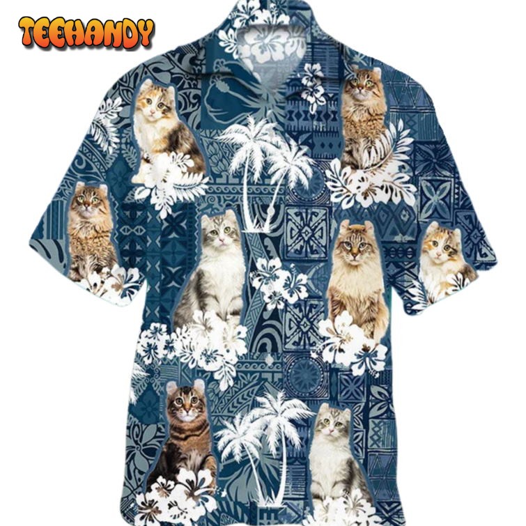 American Curl Green Tropical Hawaiian Shirt For Men Cat Hawaiian Shirt