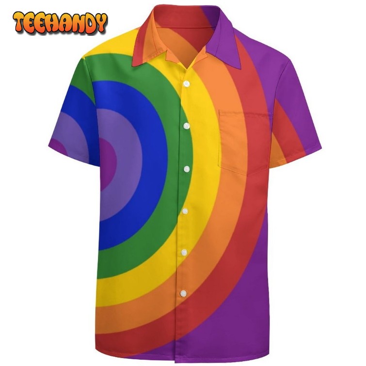 Asymmetrical Rainbow Bullseye Lgbt Pride Hawaiian Vintage Shirt