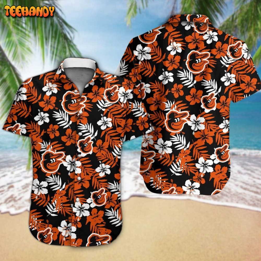 Baseball Baltimore Orioles Floral Tropicial Flowers Hawaiian Shirt