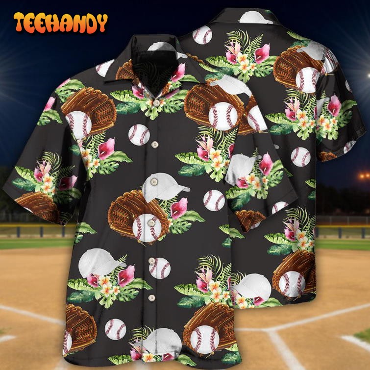 Baseball Tropical Floral Hawaiian Shirt