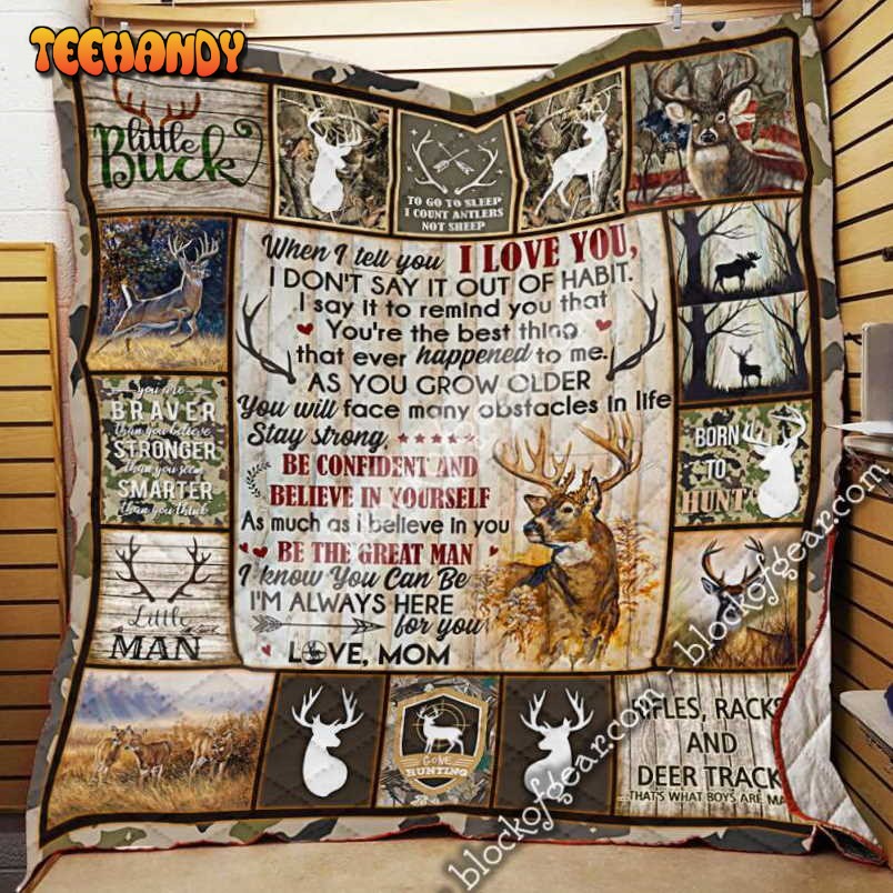 Be Brave, Litlle Man, Love Mom Hunting 3D Quilt Blanket