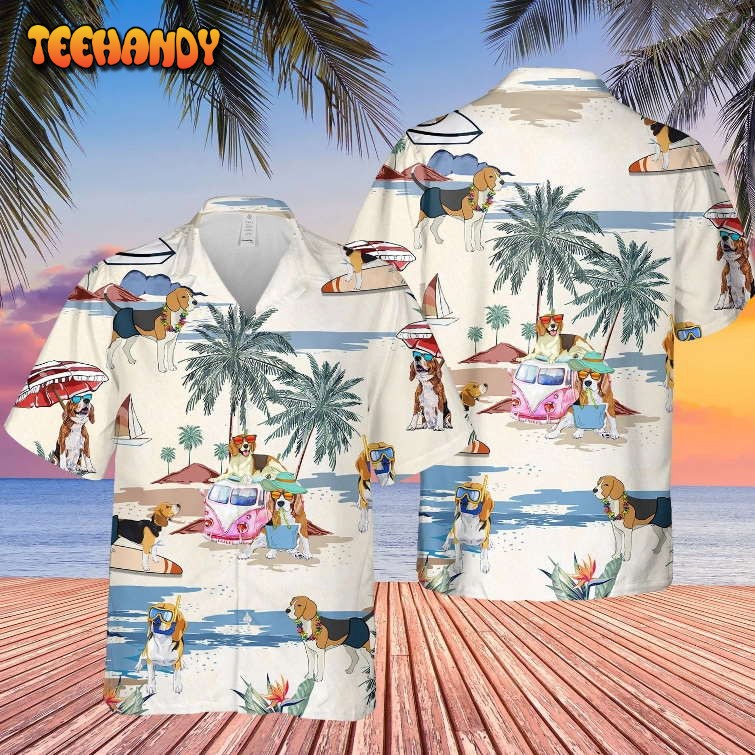 Beagle Summer Beach Hawaiian Shirt, Summer Dog On The Beach In Hawaii