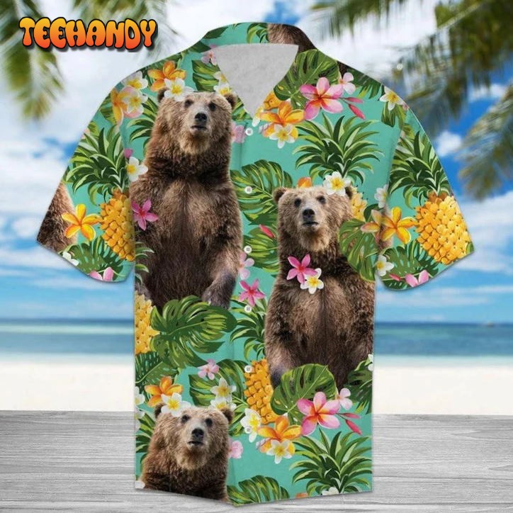 Bear And Pineapple Hawaiian Shirt Bear Aloha Shirts Bear Lovers Hawaiian Shirt