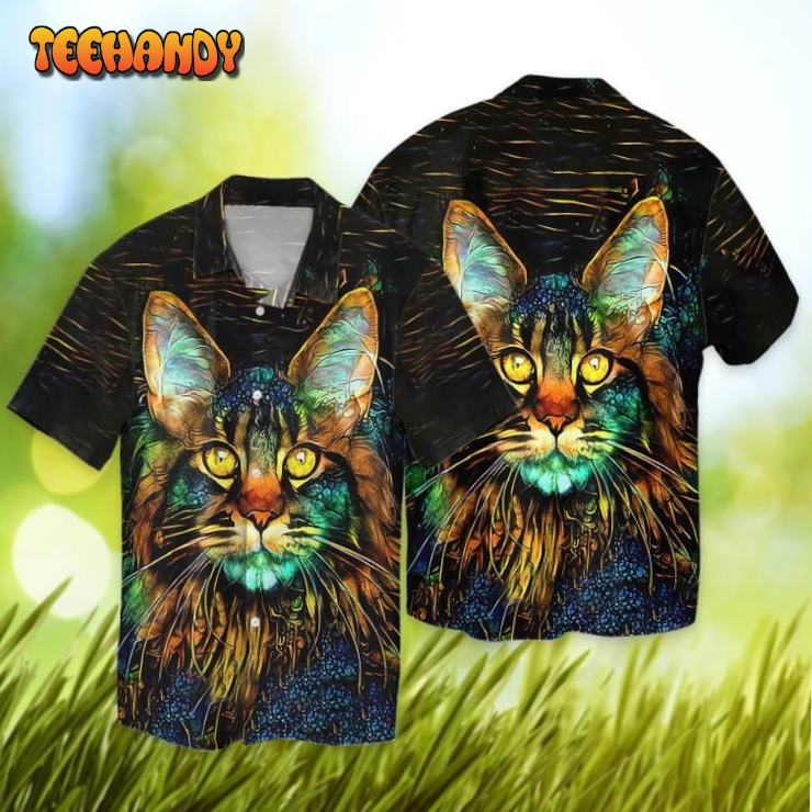 Beautiful Cat Art 3D Hawaiian Shirt, Cat Hawaii Aloha Beach Shirts