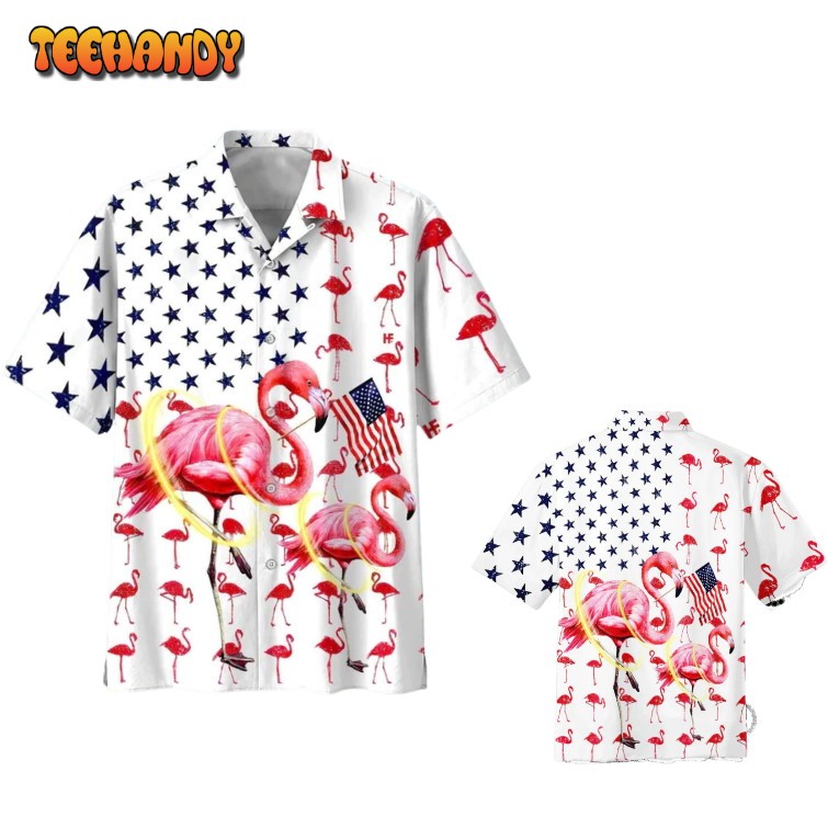 Beautiful Flamingo Flamingo American Flag Happy 4Th Of Jul Hawaii Shirts