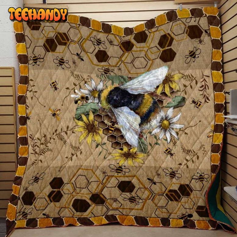 Bee Flower 3D Customized Quilt Blanket