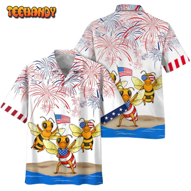 Bee Hawaiian Full Print Shirt Bee’s Hawaiian Shirt Independence 4Th Of July