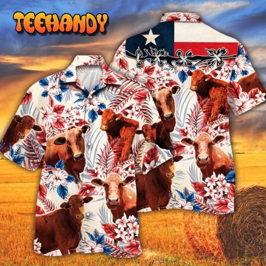 Beefmaster Cattle Lovers Texas Flag Hawaiian Shirt Cow Hawaiian Shirt