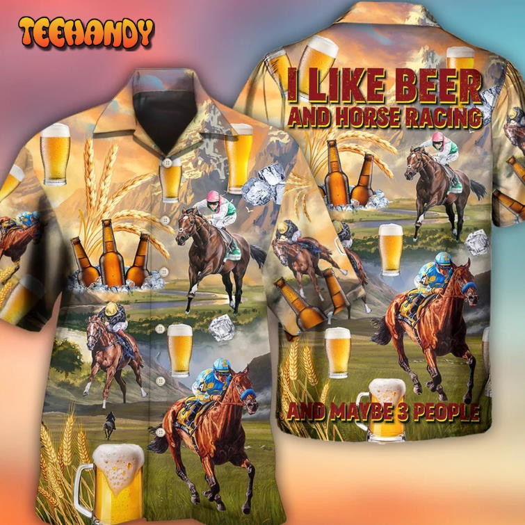 Beer And Horse Racing On The Steppe Hawaiian Shirt Men Women