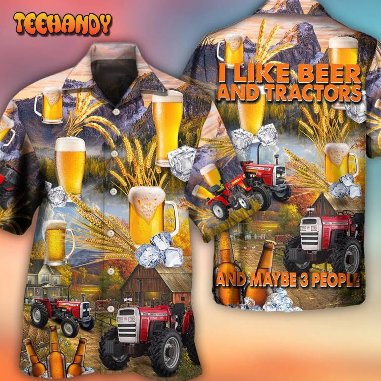 Beer And Tractor Autumn Farm Life Hawaiian Shirt Short Sleeve