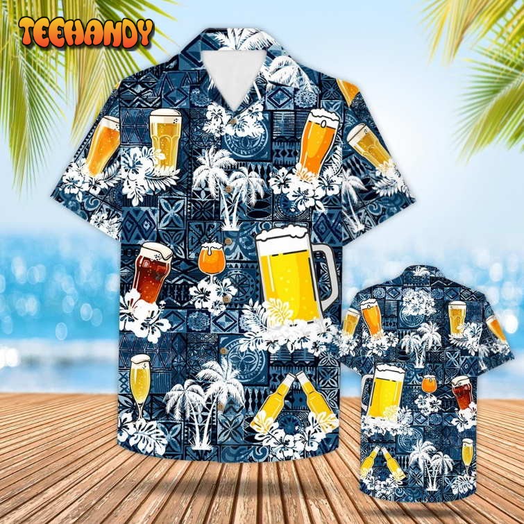 Beer Hawaiian Shirt Style Blue Drinking Shirt Beer Lover Summer Hawaiian Shirts