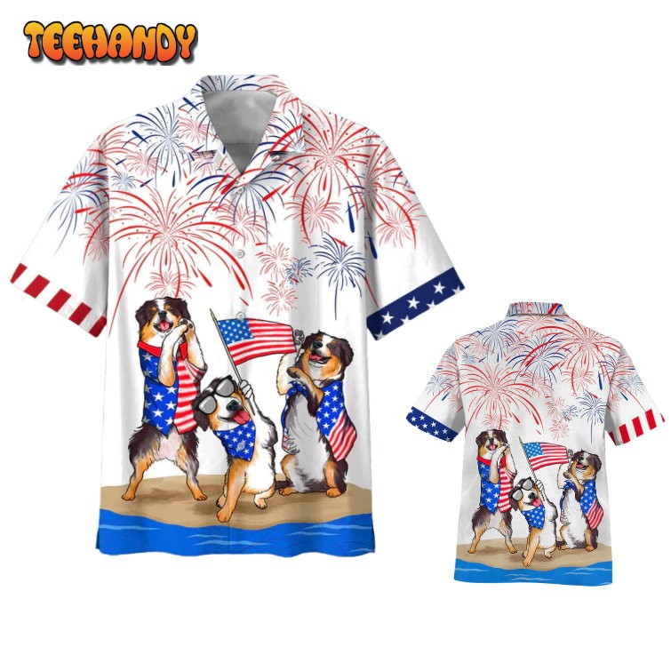 Bernese Mountain Dogs Hawaiian Shirts, Independence Day Hawaii Shirt