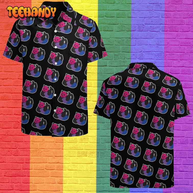 Bisexual Panda Lgbt Pride Hawaiian Vintage Shirt Mens Button Tropical Hawaii