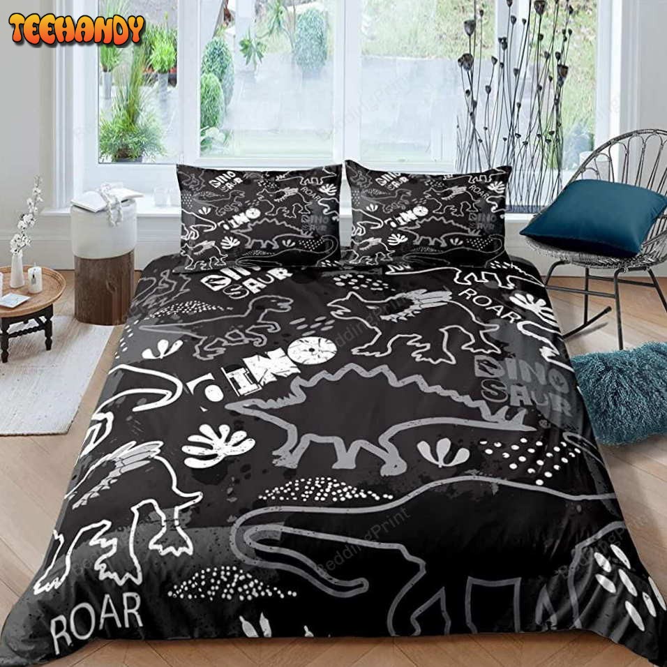 Black And White Dinosaur Pattern Roar Bedding Sets