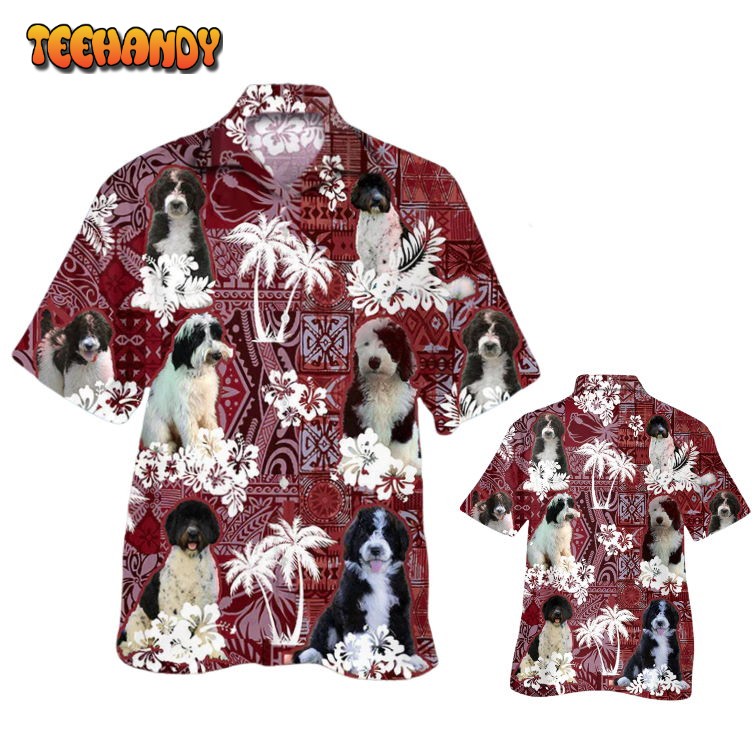 Black and White Goldendoodle Hawaiian Shirt Hawaii Shirt