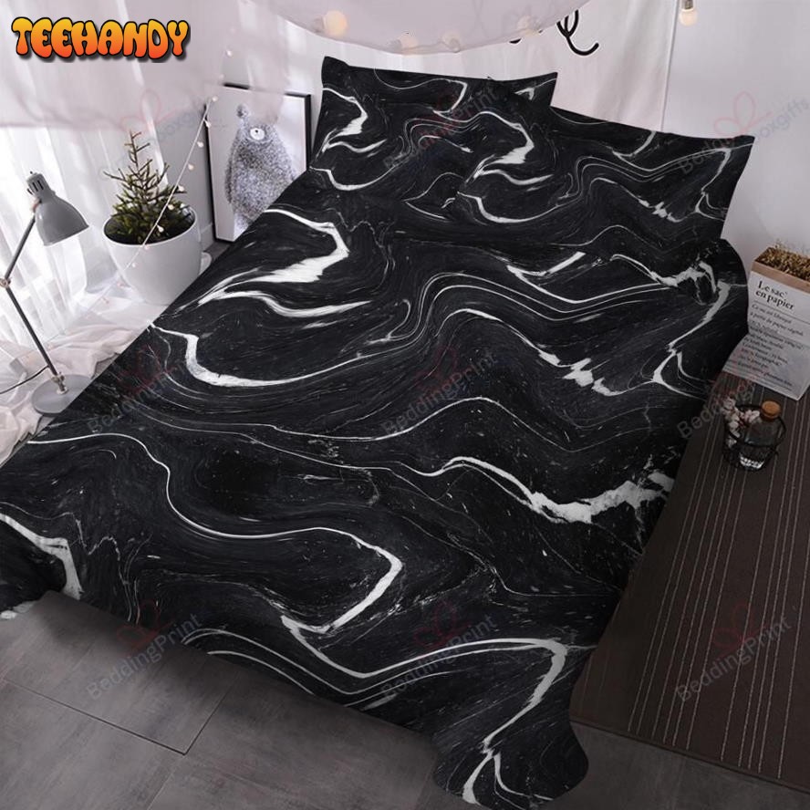 Black And White Marble Swirl Bedding Sets