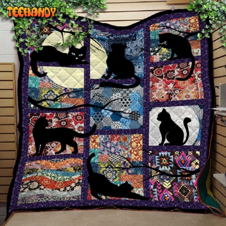 Black Cat Sherpa Blanket Decor Halloween Christmas Cat Lovers Cat Owners