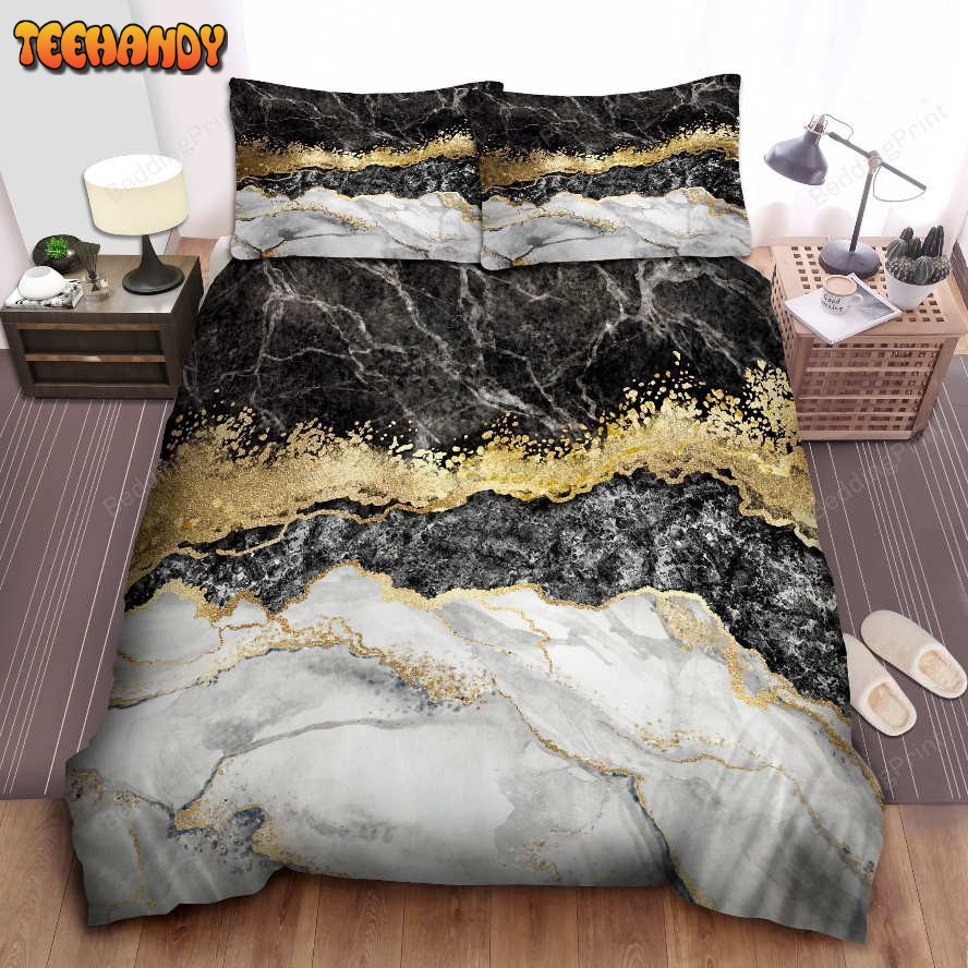 Black Gold And White Marble Bedding Sets