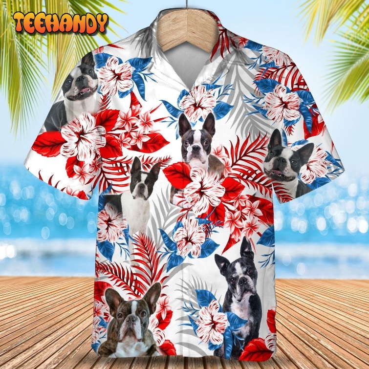 Boston Terrier Hawaiian Shirt 3D Full Printed Dog And Flower In Hawaii Shirts