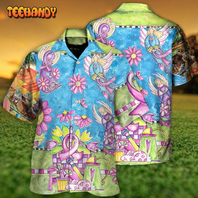 Breast Cancer Courage Angel With Pink Ribbon Hawaiian Shirt