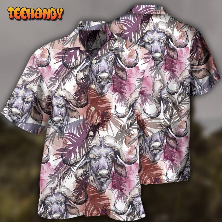 Buffalo Behind Tropical Leaf Hawaiian Shirt