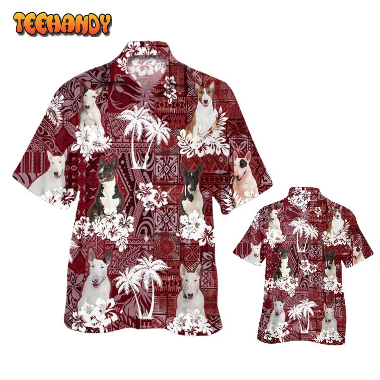 Bull Terrier Hawaiian Shirt, Cute Dog Hawaiian Shirt Short Sleeve