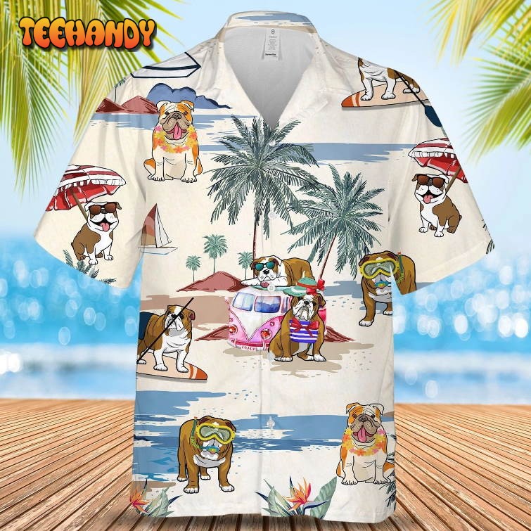 Bulldog Boston Terrier Summer Beach Dog Breed 3D Print On Hawaiian