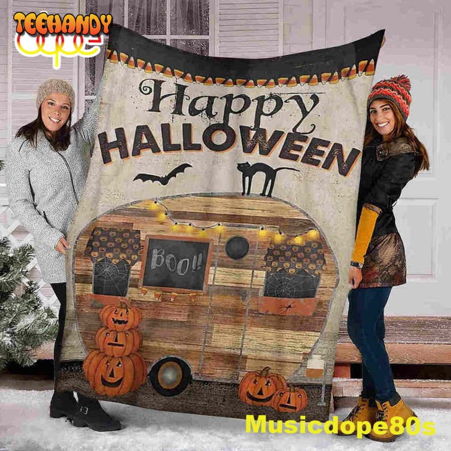 Camping Boo Halloween Sofa Fleece Throw Blanket  Halloween Gifts