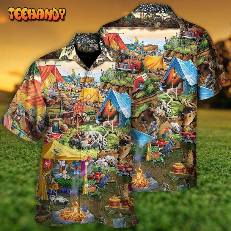 Camping Glamping Tent Family Picnic Happiness Hawaiian Shirt