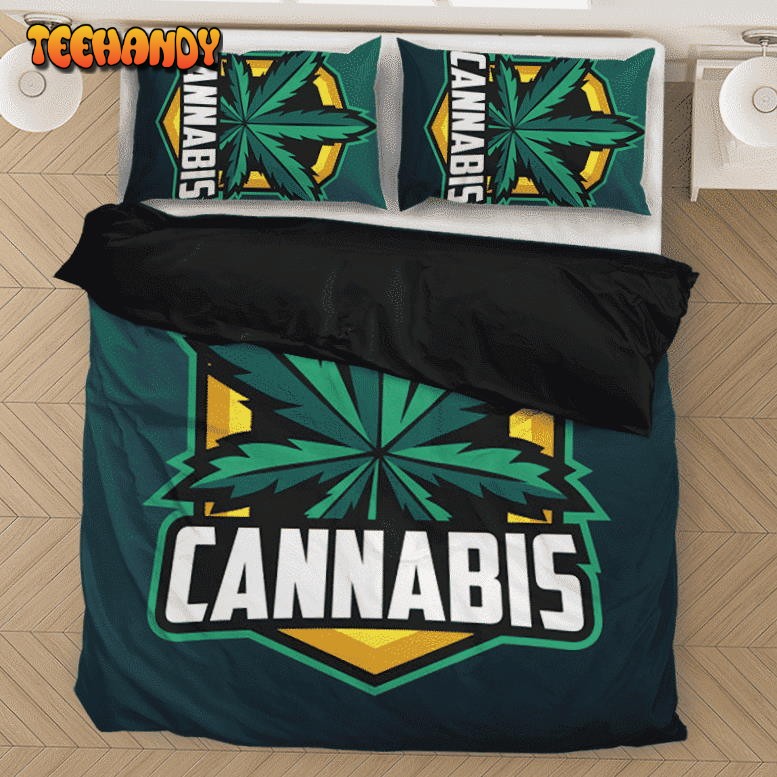 Cannabis Awesome Logo Marijuana 420 Weed Dark Bedding Set