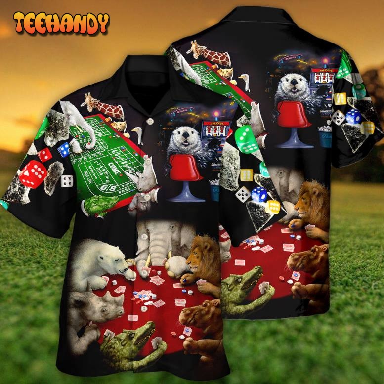 Casino Animals Gathered Around A Craps Table Hawaiian Shirt