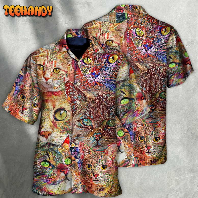 Cat Art Lover Funny Cat Colorful Hawaiian Shirt