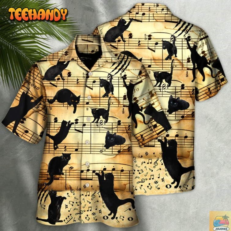 Cat Love Music Hawaiian Shirt, Gifts For Cat Lovers, Hawaii Vintage Shirt