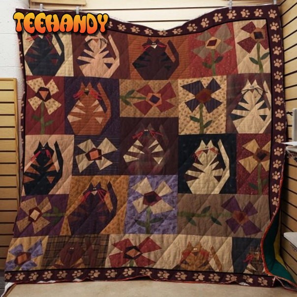 Cat Patchwork 3D Customized Quilt Blanket