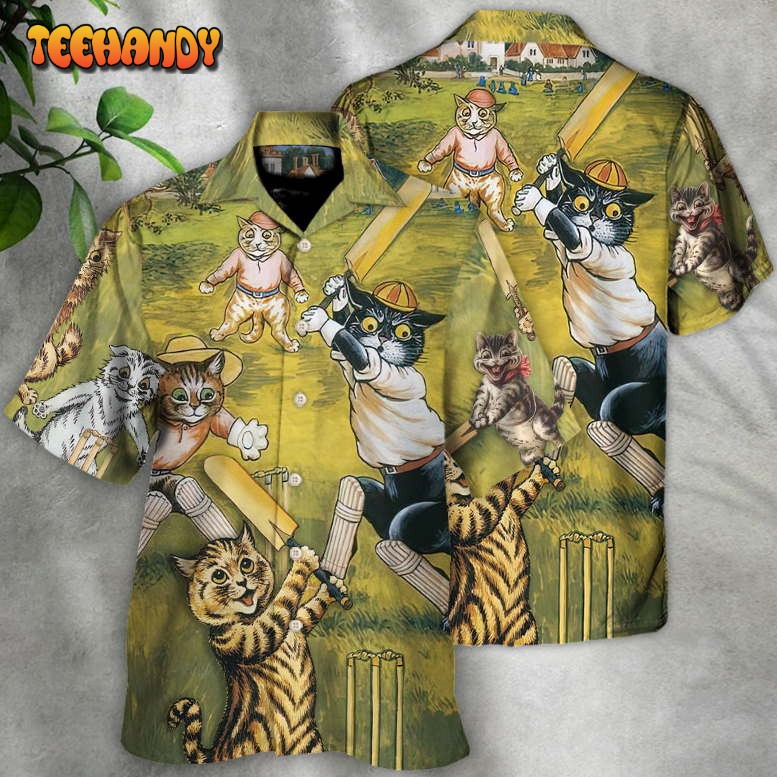 Cat Play Cricket Funny We Love Cricket Hawaiian Shirt