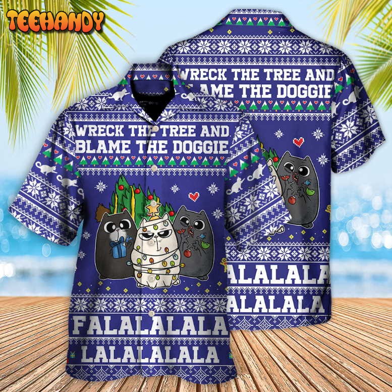 Cat Wreck The Tree Meowy Christmas Style Hawaiian Shirt