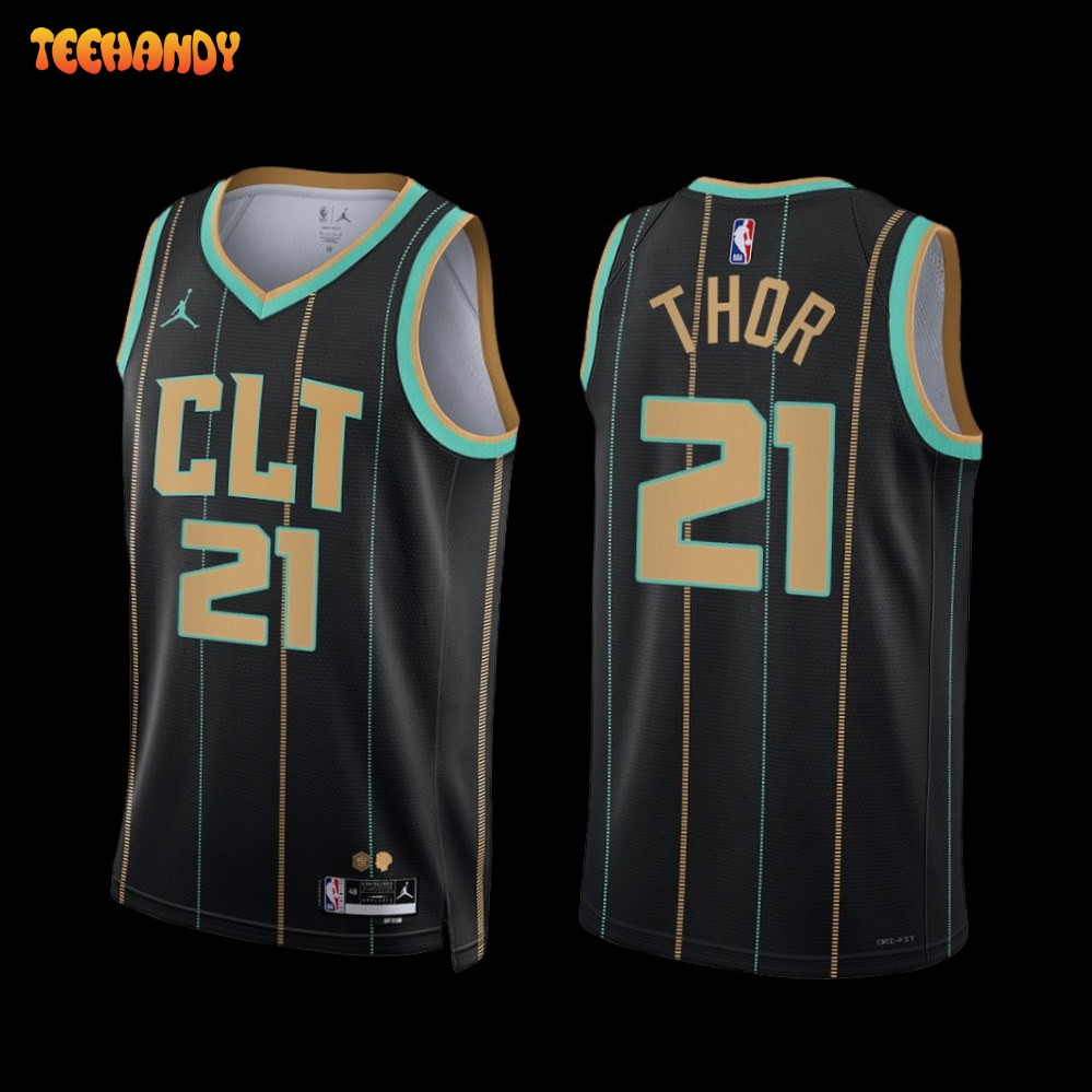 Charlotte Hornets JT Thor 2022-23 Black City Edition Jersey