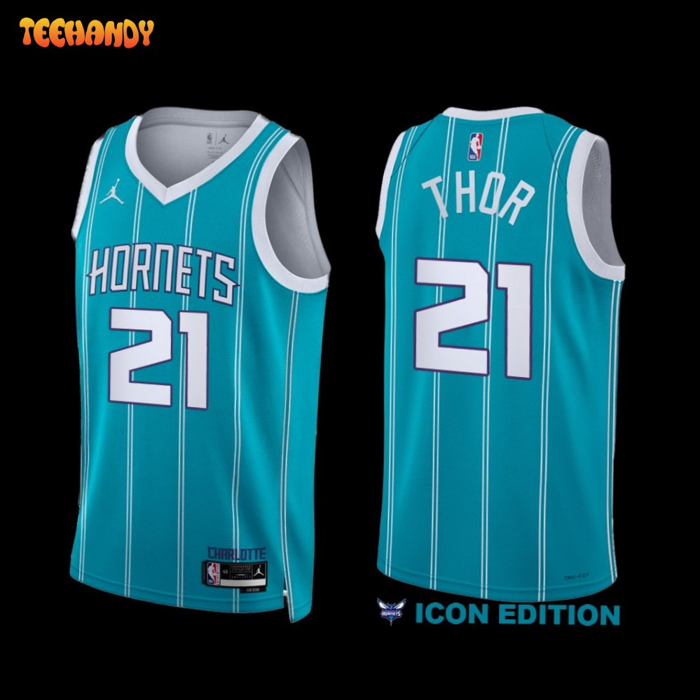 Charlotte Hornets JT Thor 2022-23 Icon Edition Jersey Teal