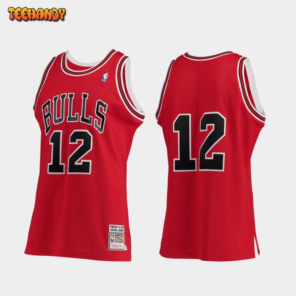 Chicago Bulls 12 Michael Jordan MJ Rare Red 1990 Throwback Jersey