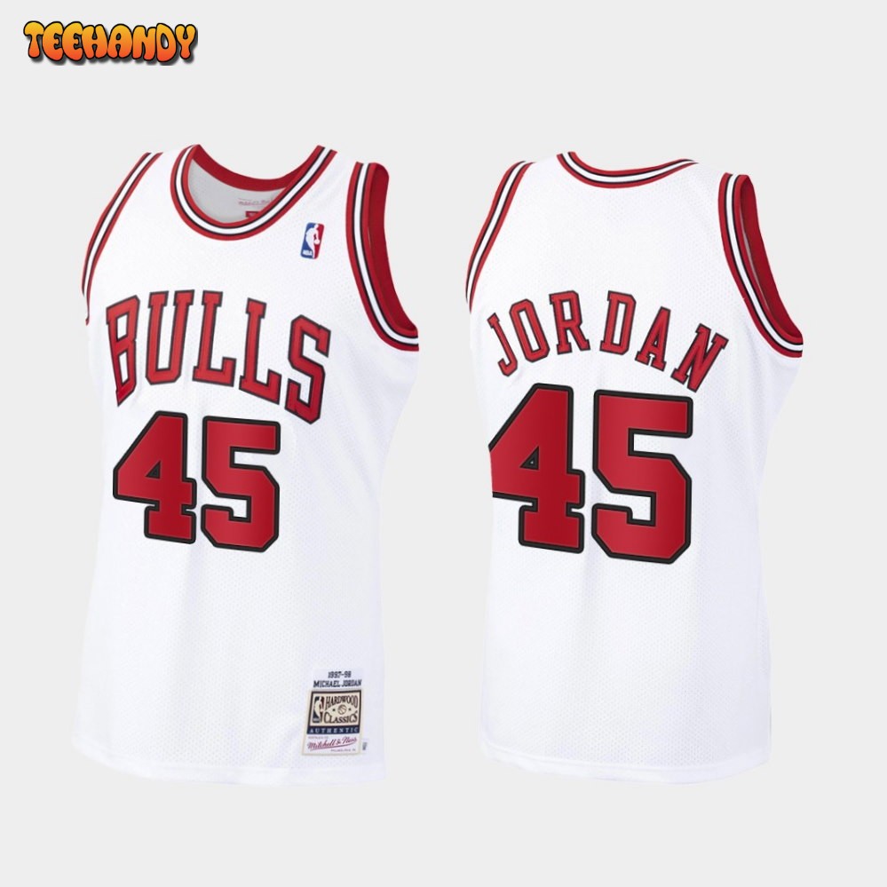 Chicago Bulls 45 Michael Jordan White Throwback Jersey