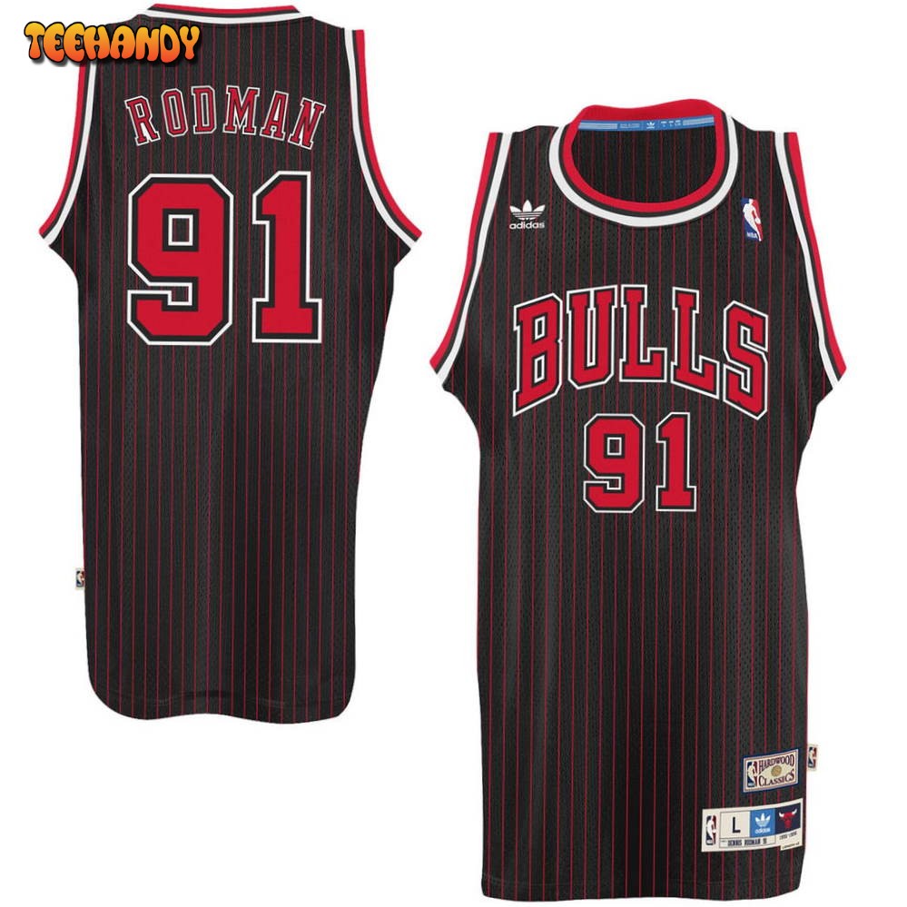 Chicago Bulls Dennis Rodman Black Stripes Throwback Jersey