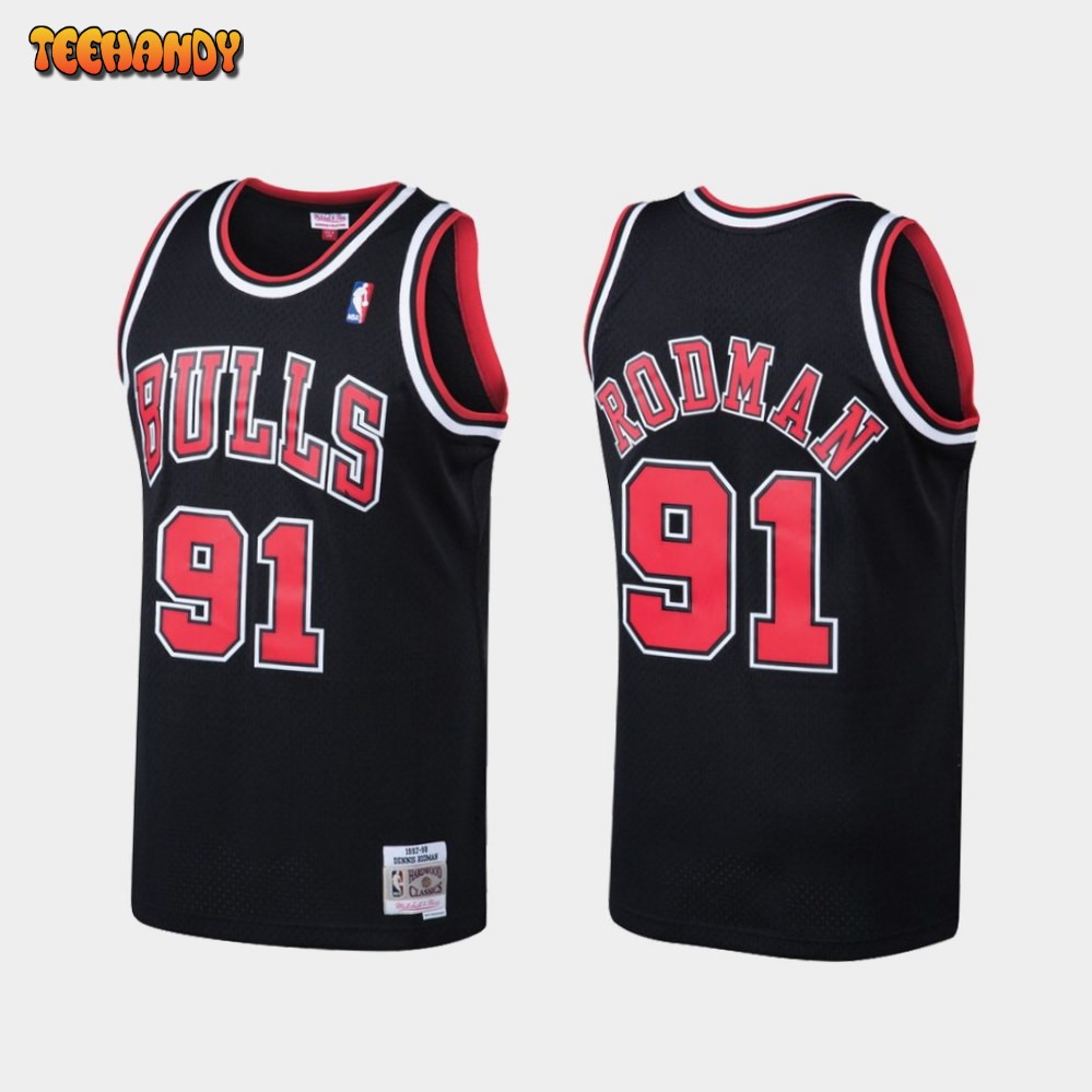 Chicago Bulls Dennis Rodman Black Throwback Jersey