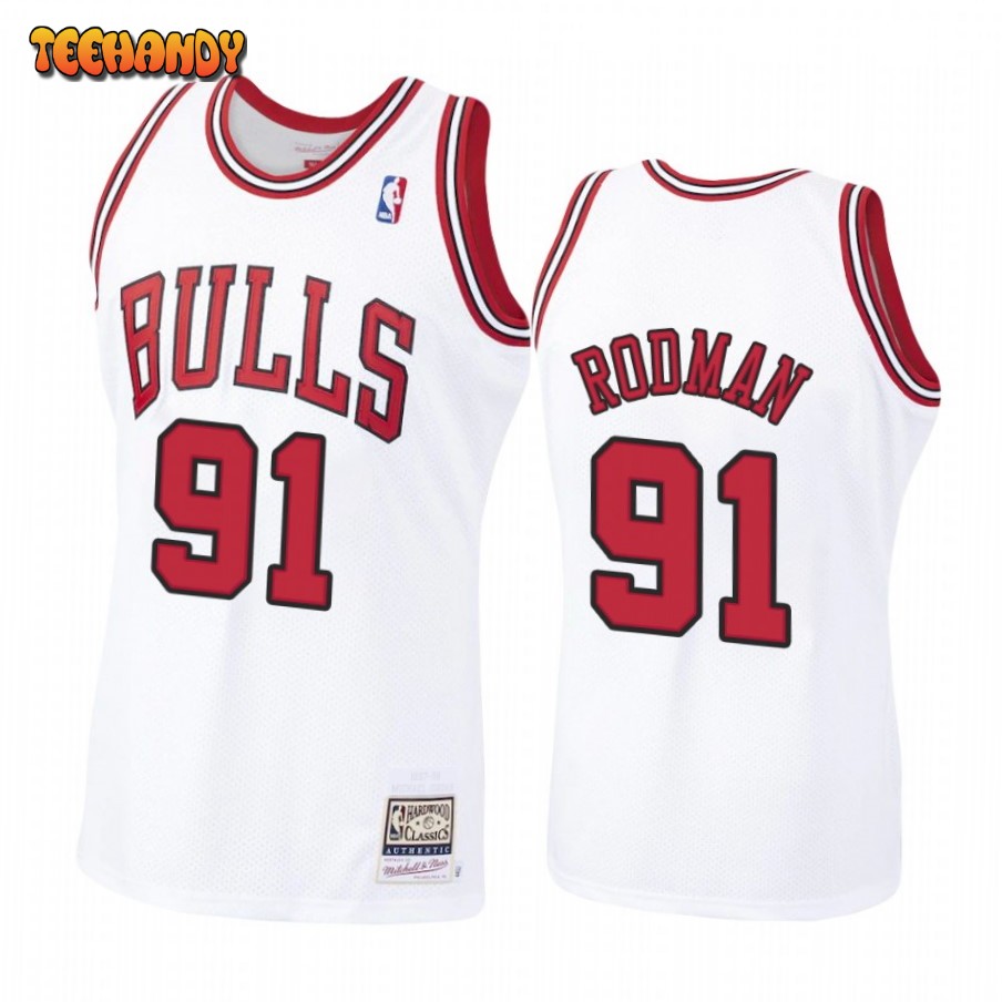 Chicago Bulls Dennis Rodman White Throwback Jersey