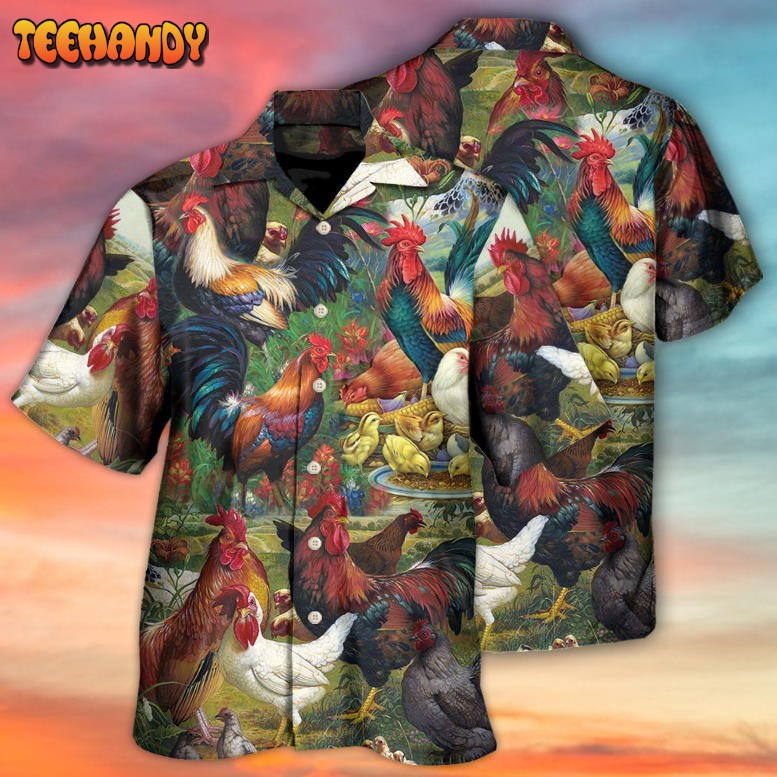 Chicken Lovers Retro Style Background Hawaiian Shirt