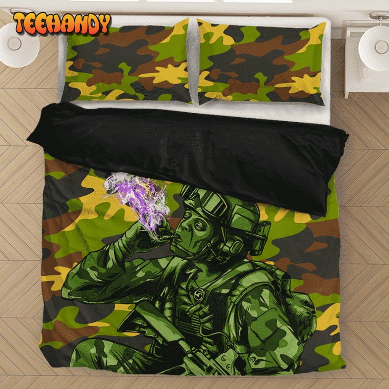 Chilling Out Soldier Smoking Marijuana Cool Awesome Bedding Set