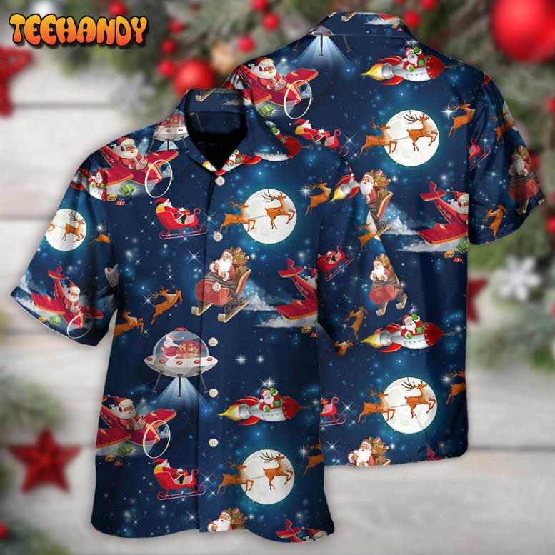 Christmas Astronaut Santa Claus Hawaiian Shirt