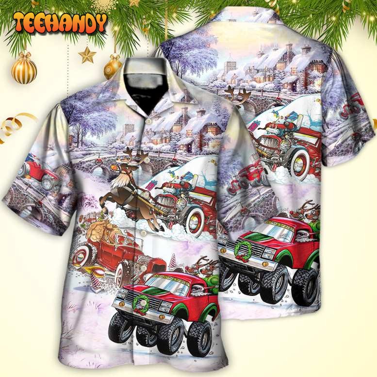 Christmas Car Run Xmas Hohoho Hawaiian Shirt