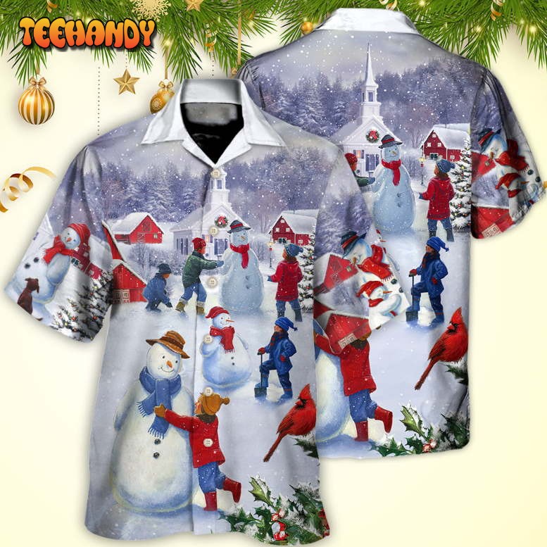 Christmas Children Love Snowman In The Christmas Town Hawaiian Shirt