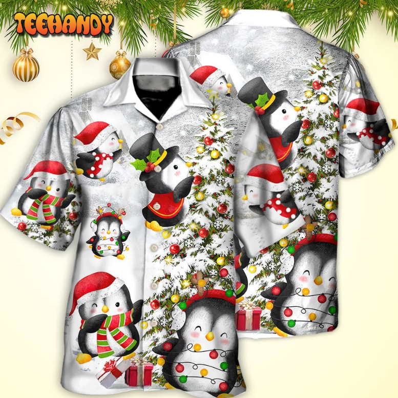 Christmas Chilling Penguin Family In Love Christmas Hawaiian Shirt