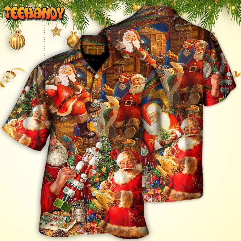 Christmas Funny Santa Claus Gift Xmas Is Coming Art Style Hawaiian Shirt